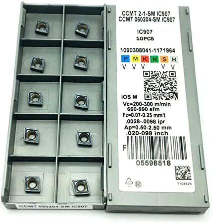 Алатка за карбид 10 Парчиња CCMT060208 CCMT060204 SM IC908/IC907 Алатка За Внатрешно Вртење CCMT 060204 Карбидни Влошки Машински