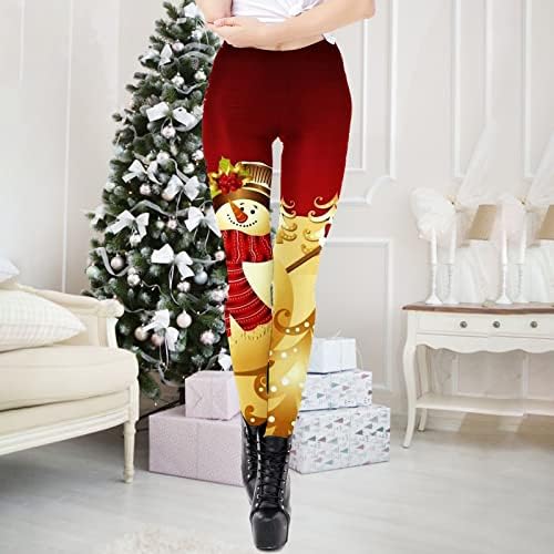 Iius Божиќни хеланки со високи половини, женски плус хеланки за големини Дедо Мраз Контрола на стомакот Атлетски салата Фитнес