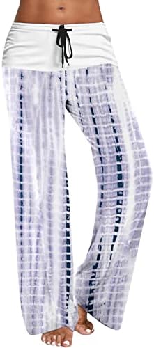 Палацо панталони за жени мермер печати опуштено вклопени панталони панталони еластична половината плус големина јога џемпери панталони со