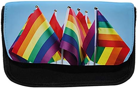 Зачудувачки случај на молив на гордоста, ЛГБТ заедница знамиња на виножито, торба со молив со ткаенини со двоен патент, 8,5 x 5,5, повеќебојни