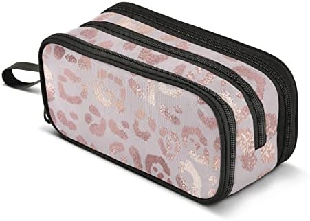 Jо oyојсј Розово злато леопард молив случај голема голема капацитет торба со моливи за девојчиња за момчиња Пен маркер Организатор за шминка кутија