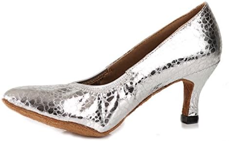 Bluebell чевли рачно изработени женски салса салса свадбен натпревар за танцување чевли Стејси 2,5 пета - сребро