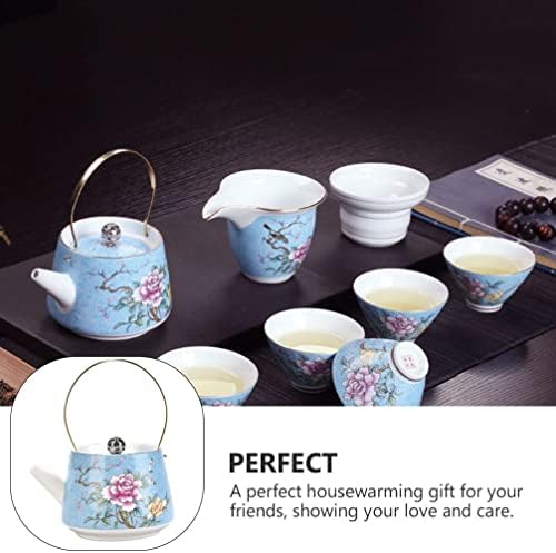 Sewacc кампување за готвење шпорет Керамички цветен емајл чај котел декоративен чајник лабава лисја чајник кинески сад за чај вода