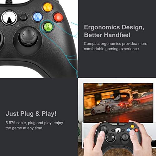 Игра Контролер За Xbox 360, OUTAD Жичен USB Контролер Игра Joystick Joypad Компатибилен Со Microsoft Xbox 360 &засилувач; Тенок/Компјутер