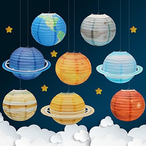 Saihisday 12 инчи мулти-бои соларни системи планети фенери, 9 инчи хартиени цвеќиња за вселенски теми роденденски забави домашни фестивални