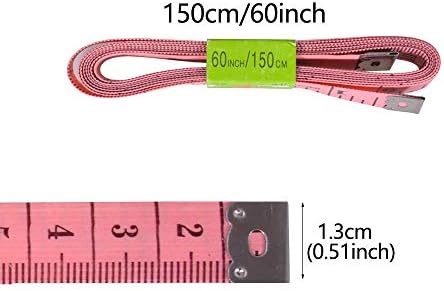 Лента мерка 60 инчи/150 см мека мерна лента за крпа за губење на тежината на тежината Медицински мерење на телото за занаети Винил владетел, има сантиметарска скала на