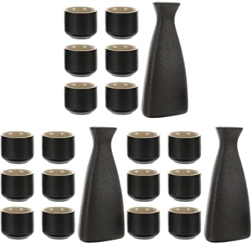 Cups Veemoon 3sets со црна корејска деловна керамика жени кунгфу користете елегантен црно/јапонски резервоар за тенџере, од
