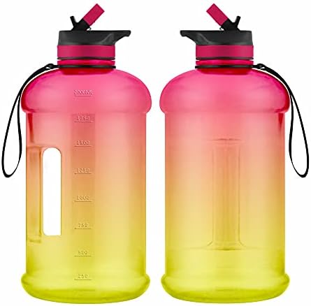 Цветоно 2,2L Спортско шише со вода со лента, складирање, ракав, капа за слама-протекно-отпорен хидрофласк воден бокал со рачка-кади за шише за