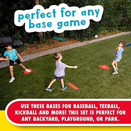 Френклин Спортски Терен Ден Бејзбол База Сет - Фрли Гумени Основи За Бејзбол + Софтбол Со Домашна Плоча-Пренослив Бејзбол Во Дворот, Софтбол,