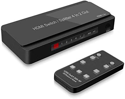 HDMI Switcher 4 Port HDMI селектор со IR далечински управувач, HDMI 1.4, HDCP 1.4, поддршка 4K@30Hz Ultra HD 3D/1080P за Fire TV, Roku, PS3, PS4,