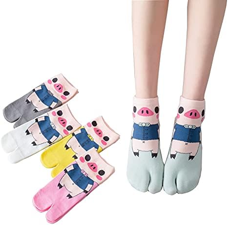 Женски чорапи со пети чорап на глуждот симпатична две прсти флип чорапи за женски девојки кои трчаат