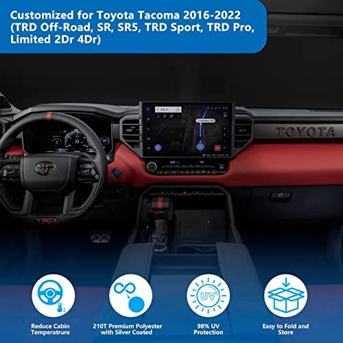 Hohuigo Whindsthield Sun Shade Window Sunshade Custom Fit 2023 2022 2021 2020 2019 2018 2017 2017 Toyota Tacoma 2DR 4DR Pickup Truck Accessos