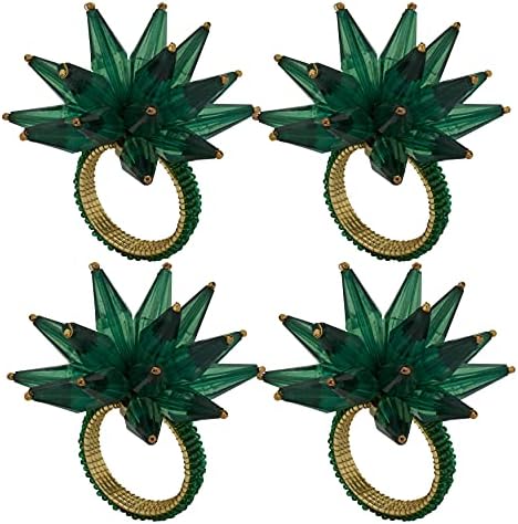 Колекција за животен стил Саро, со брада цвет прстени за салфетки, 1,5 “, зелена