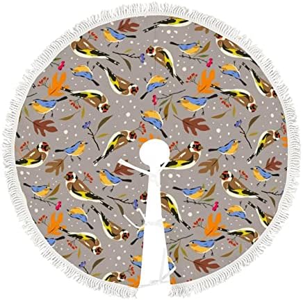 Есенски Птици Златна Трева И Робин Не Смешно Елка Здолниште Со Ресни Краток Кадифен, 3 Големини