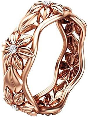 2023 година Нови додатоци за розово злато прстен Европски и американски женски моден накит цвет прстен вметнат циркон прстен