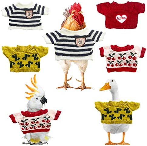 4 парчиња облека за пилешки костуми за кокошки папагал миленичиња пулвер џемпер плетени додатоци за кафез со кокошки додатоци за кафез