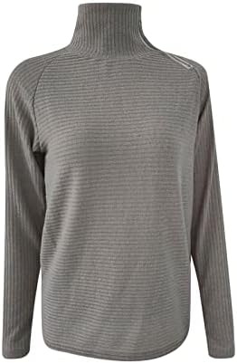 Женски обичен џемпер од желка со долги ракави по поштенски патенти нагоре лабава плетена џемпери мода цврста боја пулвер врвови