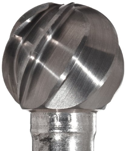 Bassett SD-1 топка цврста карбид бур, неоткриен финиш, отпорен на затнување, обичен крај, 1/4 Шанк, 1/4 Дијаметар на главата,