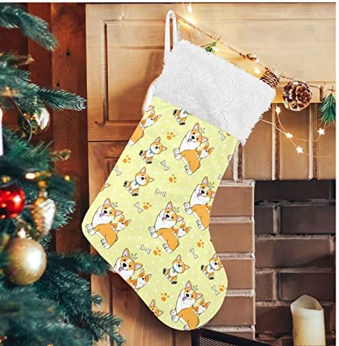 Алаза Божиќни чорапи Симпатични корги куче Палка точки жолти класични персонализирани големи декорации за порибување за семејни