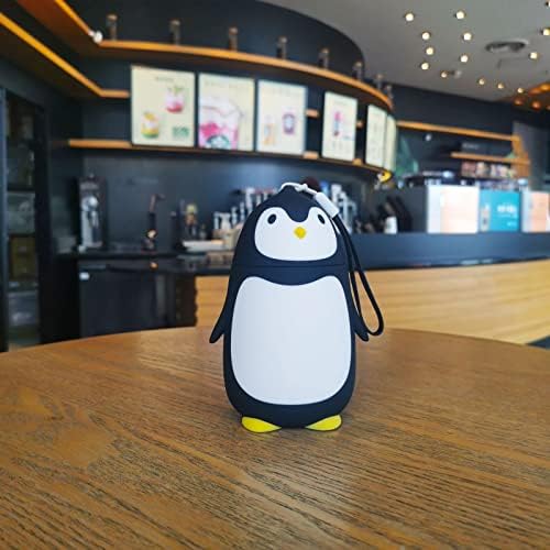 Адуоми пингвин шише од не'рѓосувачки челик изолација шишиња со вода кафе цртан филм пингвини Детски подароци 8.4oz/250ml, црна, 5,79*3.23inch