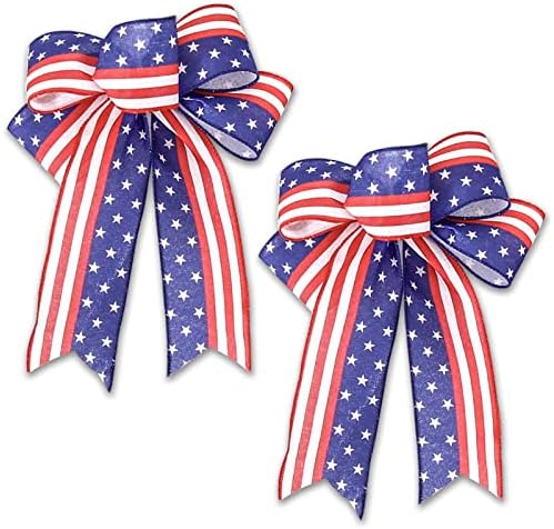 YCMMD 2 парчиња Патриотски лак за декорации од 4 јули, материјали за патриотска забава, крпа за патриотски лак за венци, ден на спомен