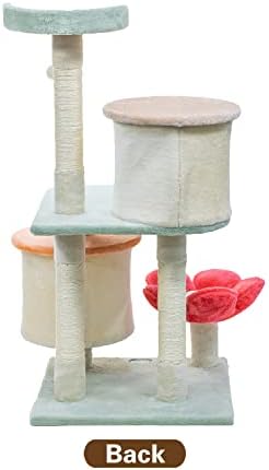 Хиби 42,7 инчи цветни мачки дрвја кула кондо мебел стан кадифен живеалиште маче за забава платформа со гребнатини на пушки за играчки топка миленичиња игра игра