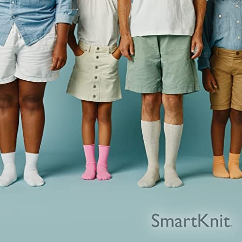 SmartKnit Беспрекорен дијабетичар над-телес чорапи 3 пакет, средно, бело