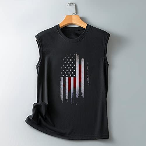Женски резервоар врвови лето американско знаме резервоар 4 -ти јули маици без ракави блуза врвови обични туники во САД знаме