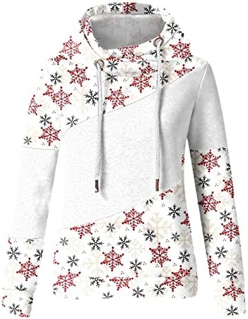 Божиќна маичка за жени Божиќ печати надвор од надворешната облека со долги ракави Туника за спојување на пулвер графички удобна