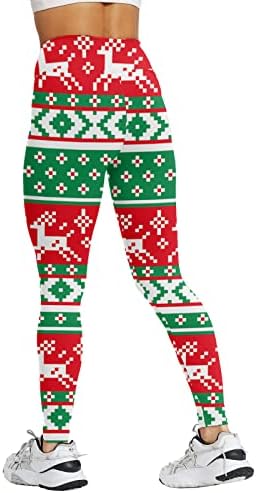 Iius Божиќни хеланки со високи половини, женски плус хеланки Дедо Мраз, кревање атлетски салата за фитнес јога панталони