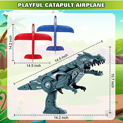 Сет на авиони со диносаурус Wakeinsa Dinosaur со фрлач, вклучете 2 пакувања предводени од пена едриличари за катапултен авион
