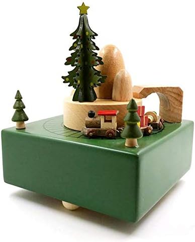 Yang1mn елката музичка кутија изработена од цврсто дрво зелена куќа подвижна музичка кутија дома мебел подароци украси персонализиран роденденски