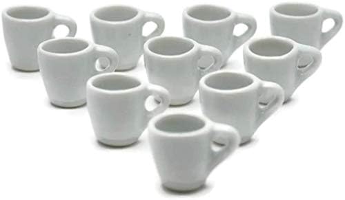 Хоби продавница 10 чаша чај од бело кафе чај со голема големина 1,4 см кукхаус минијатури кујна за храна