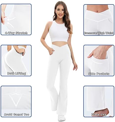 Jadd женски одбледени јога панталони со џебови бели