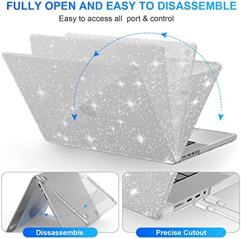 Најновиот MacBook Pro 14 Inch Case 2021 A2442 M1 Pro M1 Max Chip, Hard Shell Case со покривка на тастатурата, заштитник на екранот, за MacBook