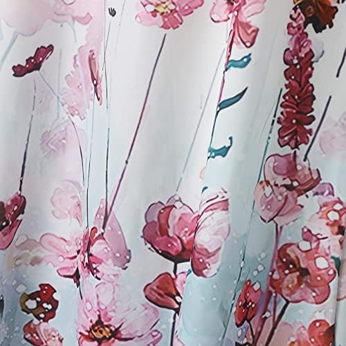 Miashui Beach Maxi фустани женски цветни печати кратки ракави облечени обични тркалезни копчиња за вратот џебови долги фустани за одблесокот