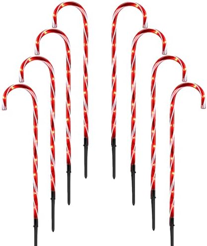 Јолуксзм 17 Божиќни бонбони светла - класични црвени и бели бонбони трска светла на отворено патеки маркери Божиќни украси