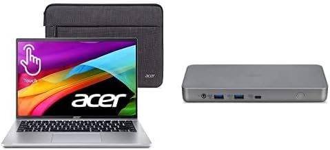 Acer Swift Оди 14 Intel Evo Лаптоп | 14 Wuxga Дисплеј | Intel i7-1355U | Intel Iris Xe | 16GB LPDDR5 | 512GB SSD | Убиец WiFi 6E | SFG14-71T-72QV USB Тип-C Dock D501, 60W PD