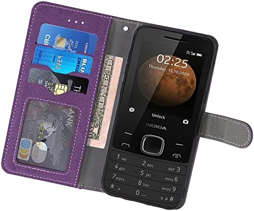 Asuwish Компатибилен Со Nokia 225 4G 2020 Паричник Случај И Заштитник На Екранот Кожа Флип Чанта Кредитна Картичка Држач За