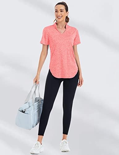 Womenенски кошули за женски салата за кратки ракави со кратки ракави врвови за ладење Брзо суво маичка кошула Атлетска јога маички за голф