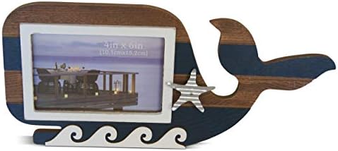 Езерото куќа кит тематски со двојна боја, декор на рамка за рамка, потресен рустикален дизајн со брановиден акцент на калај од брегот