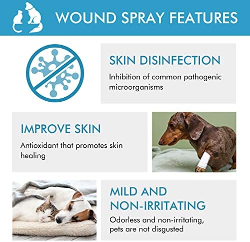Спреј за рани за домашни миленици, промовира спреј за интензивна нега на кожата со природна формула и без болка, третман на спреј за спреј за рани