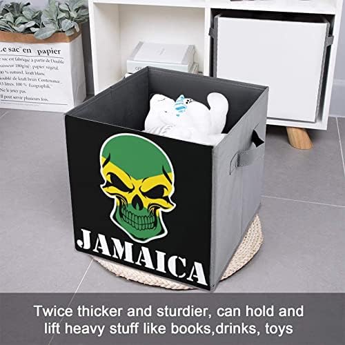 Јамајканско Знаме На Черепот Преклопни Канти За Складирање Печатење Корпи За Коцки Од Ткаенина Кутии Со Рачки За Играчки За Облека,