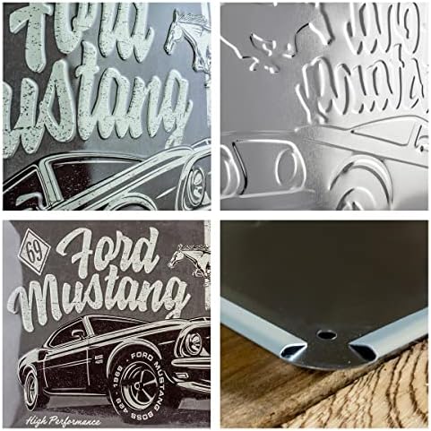 Носталгично-уметнички ретро лименски знак, шеф на Форд Мустанг-Идеја за подароци за вентилатори на додатоци за автомобили,