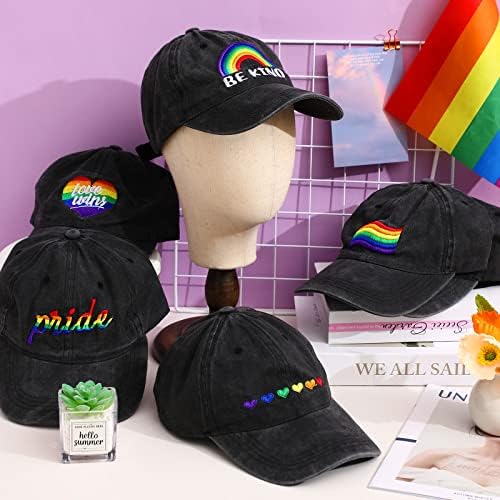 Xuhal 6 компјутери извезена гордост капа, бејзбол капа на виножито ЛГБТ прилагодливи памучни капачиња со меки ЛГБТК лезбејски подароци за жени мажи