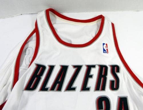 2004-05 Портланд Трејл Блејзерс inntel Вудс 24 игра издадена бела маичка 52 522 - НБА игра користена