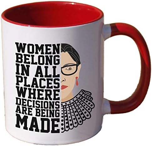 RIP RBG RUTH BADER GINSBERG керамички кафе кригла Womenените припаѓаат на сите места каде што одлуките се донесуваат подарок за студенти по право,