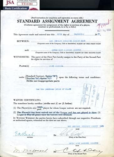 Среќен ден ЈСА потпиша договор за лисја од 1950 година од 1950 година