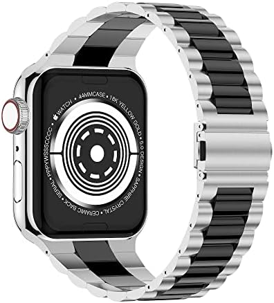 iiteeology Компатибилен Со Apple Watch Band Ceramic 49/45/44/42mm 41/40/38mm, Нерѓосувачки Челик Нараквица Замена Бенд за iWatch Ултра Серија