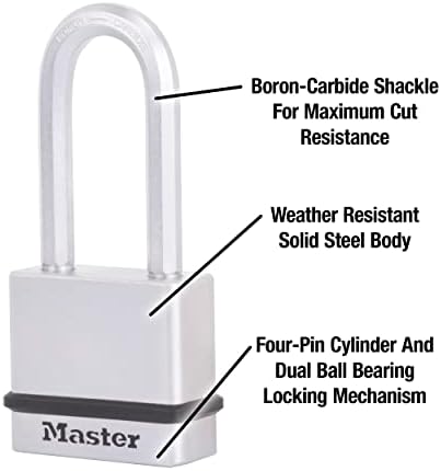 Master Lock M530xtlh Магнум цврст челик клучен сличен катанец, 1-пакет, 2-толпа, сребро